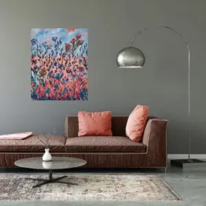 Julie Tugwell Art <br> Autumnal Flowers <br> Acrylic on Stretched Canvas  <br> 560 mm x 700 mm