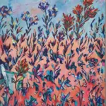 Autumnal Flowers — acrylic on stretched canvas, 56 × 70 cm, by Julie Tugwell