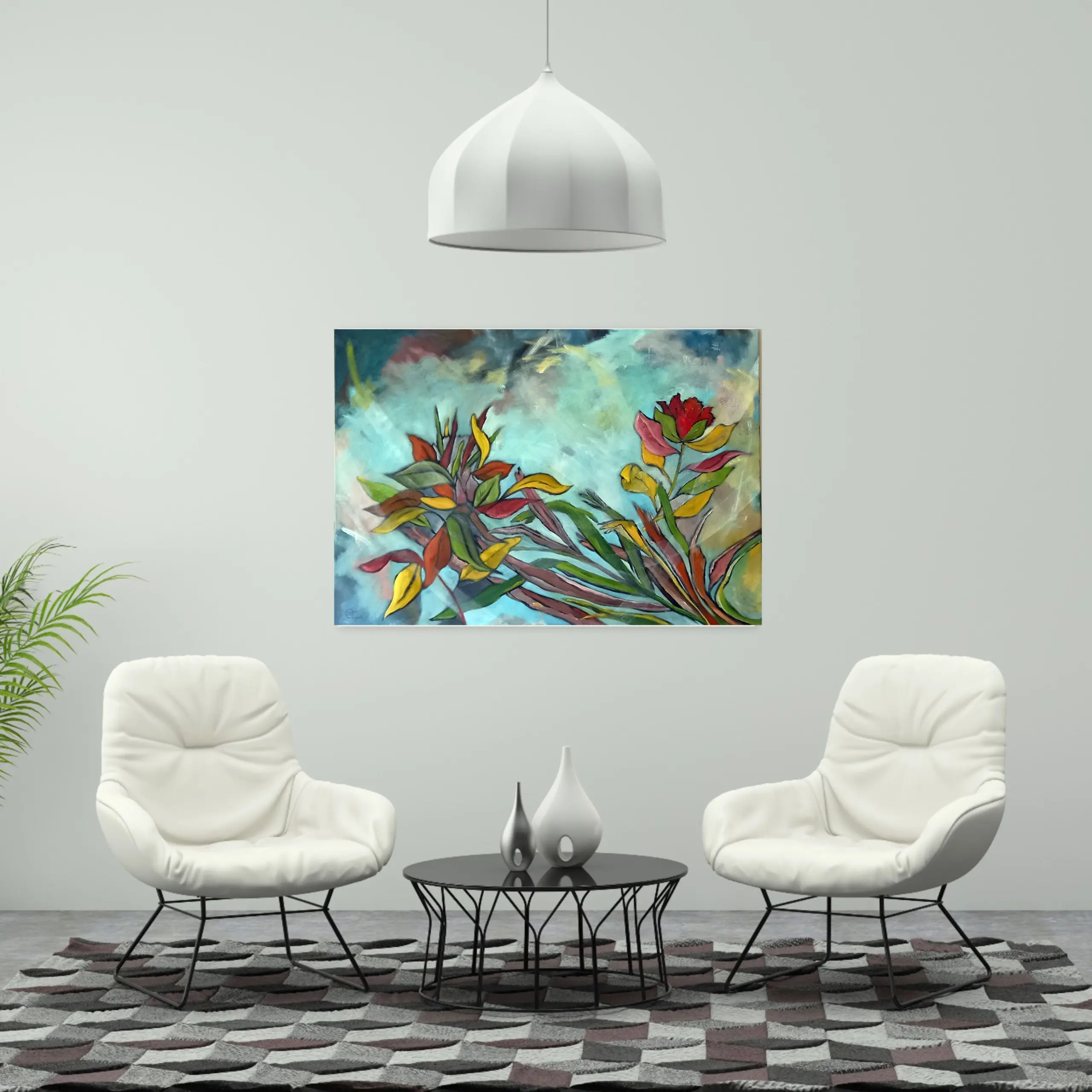 Julie Tugwell Art <br> Botanical Breeze 2 <br> Oil on Stretched Canvas <br> 850 mm x 600 mm