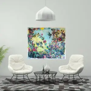 Julie Tugwell Art <br> Conference of the Flowers <br> Acrylic on Unstretched Canvas <br> 1300 mm x 1100 mm