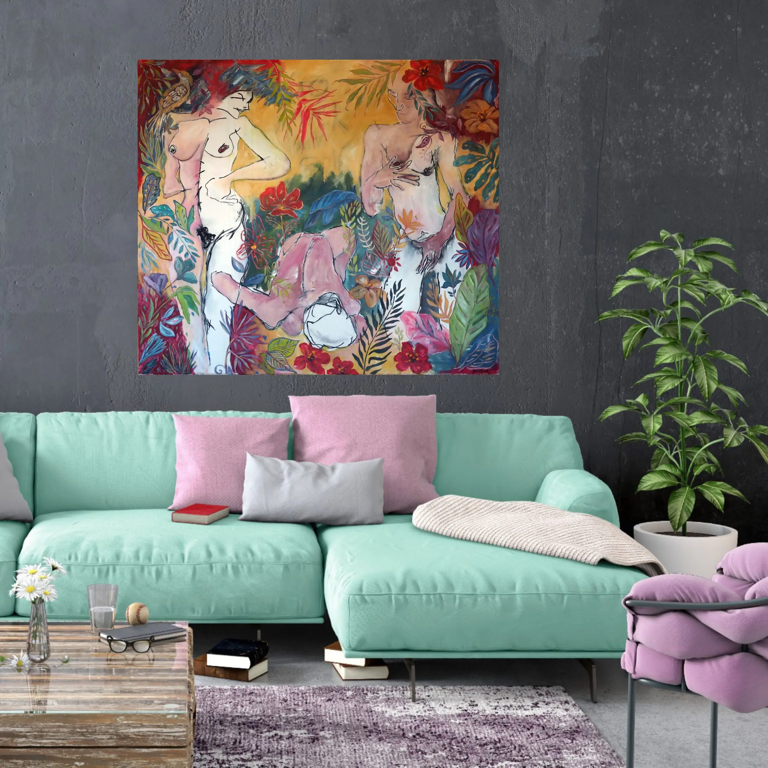 Julie Tugwell Art <br> Go Find Yourself <br> Acrylic on Unstretched Canvas <br> 1540 mm x 1200 mm