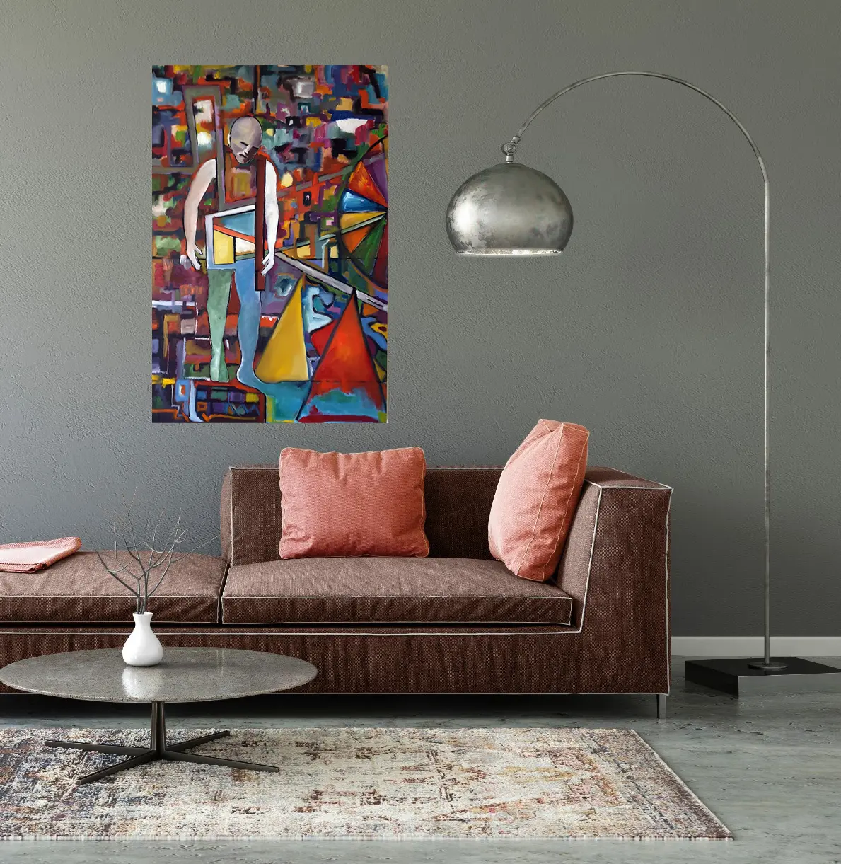 Julie Tugwell Art <br>Inside Out Man<br>Oil on Stretched Canvas<br>900 mm x 600 mm