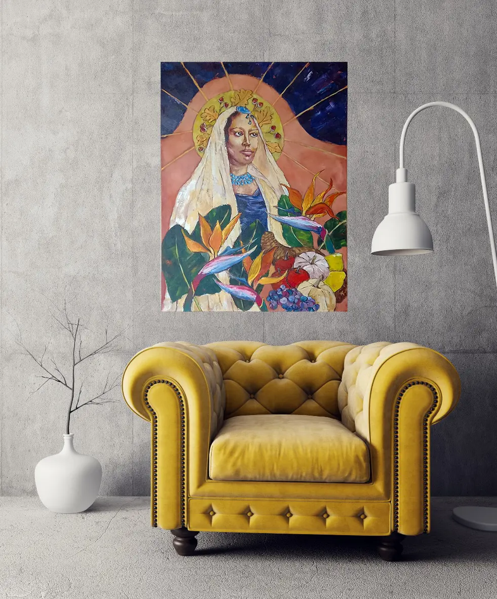 Julie Tugwell Art <br>Queen of Cornucopia<br>Acrylic on Stretched Canvas<br>750 mm x 1000 mm
