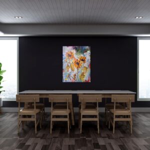 Julie Tugwell Art <br> Rage Rage Against the Dying Sunflower <br> Oil on Stretched Canvas <br> 760 mm 1010 mm