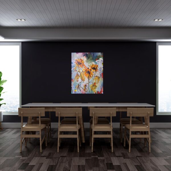 Julie Tugwell Art <br> Rage Rage Against the Dying Sunflower <br> Oil on Stretched Canvas <br> 760 mm 1010 mm