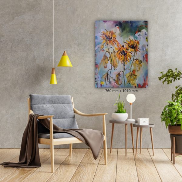 Julie Tugwell Art <br> Rage Rage Against the Dying Sunflower <br> Oil on Stretched Canvas <br> 760 mm 1010 mm - Image 2
