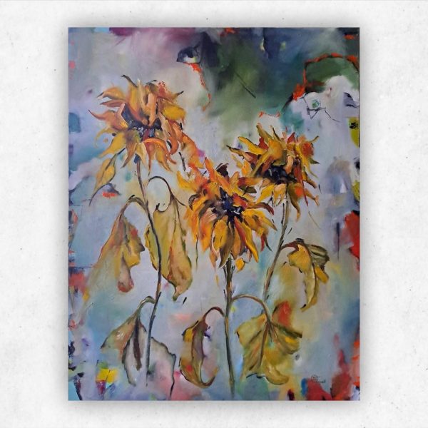 Julie Tugwell Art <br> Rage Rage Against the Dying Sunflower <br> Oil on Stretched Canvas <br> 760 mm 1010 mm - Image 3