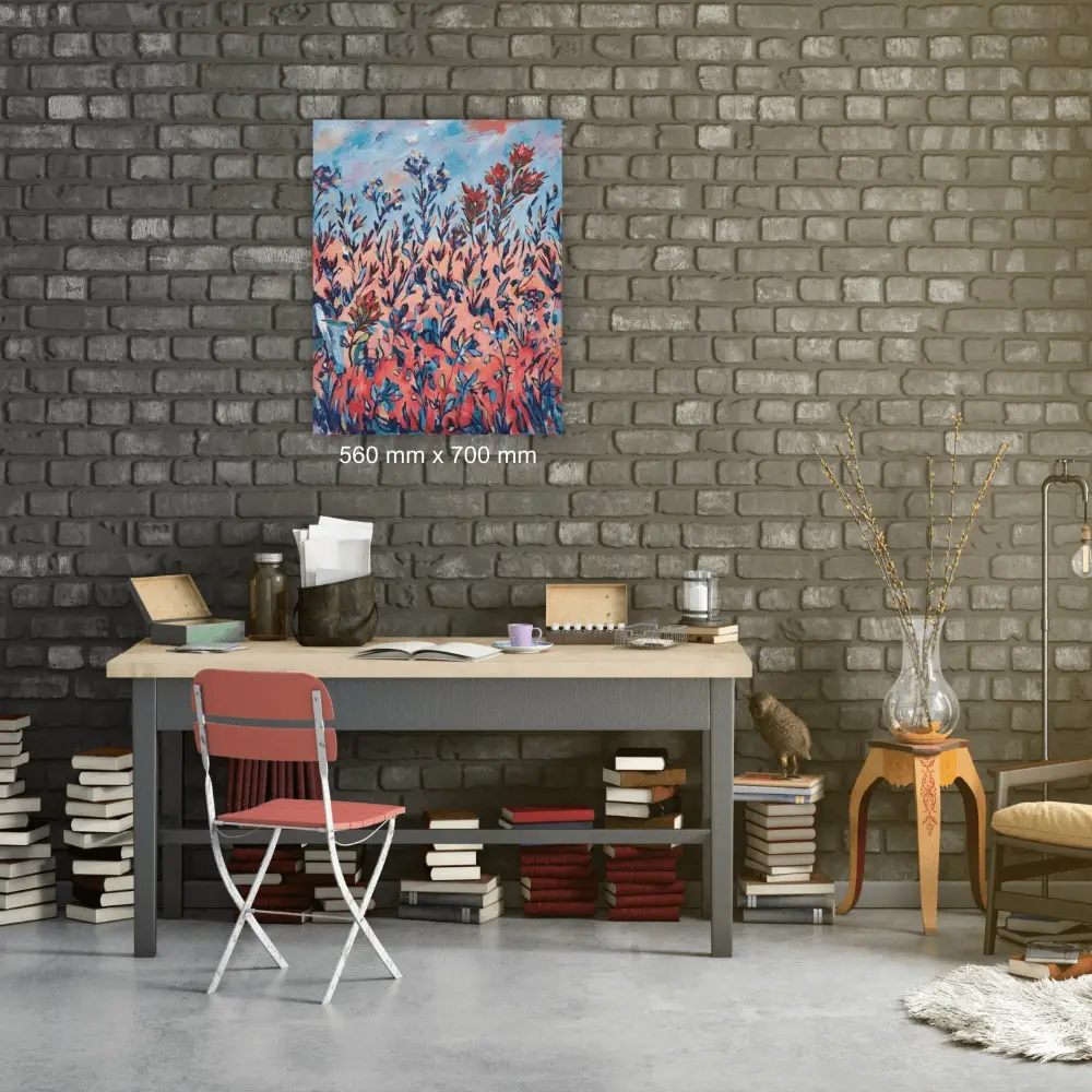 Julie Tugwell Art <br> Autumnal Flowers <br> Acrylic on Stretched Canvas  <br> 560 mm x 700 mm