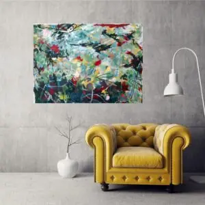 Julie Tugwell Art <br> Unshackle <br> Acrylic and Charcoal on Unstretched Canvas <br> 980 mm x 1300 mm