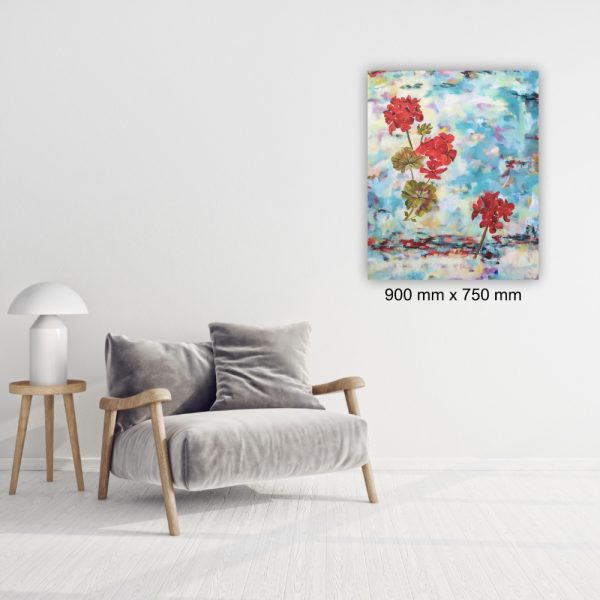 Julie Tugwell Art <br> Dad’s Geraniums <br> Oil on Stretched Canvas <br> 900 mm x 750 mm - Image 2