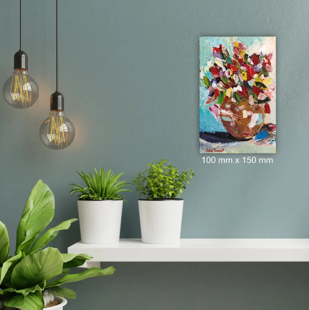 Julie Tugwell Art <br>Palette Petals 2 <br> Acrylic on Board<br> 100 mm x 150 mm