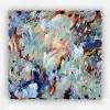 Large gestural abstract acrylic painting in soft blues, greys and rust tones by Julie Tugwell.