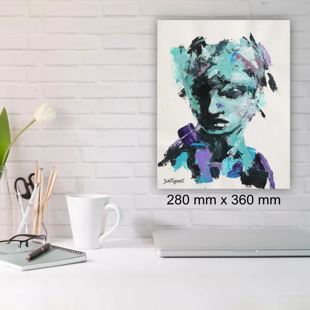 SOLD Julie Tugwell Art <br> Portrait of Emotions 7<br> Acrylic on Unstretched Canvas<br> 280 mm x 360 mm