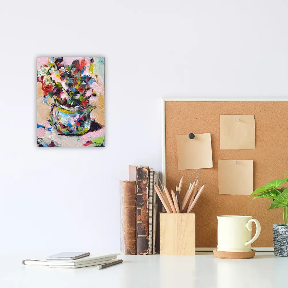 Julie Tugwell Art <br> Palette Petals 1 <br> Acrylic on Board <br> 150 mm x 200 mm