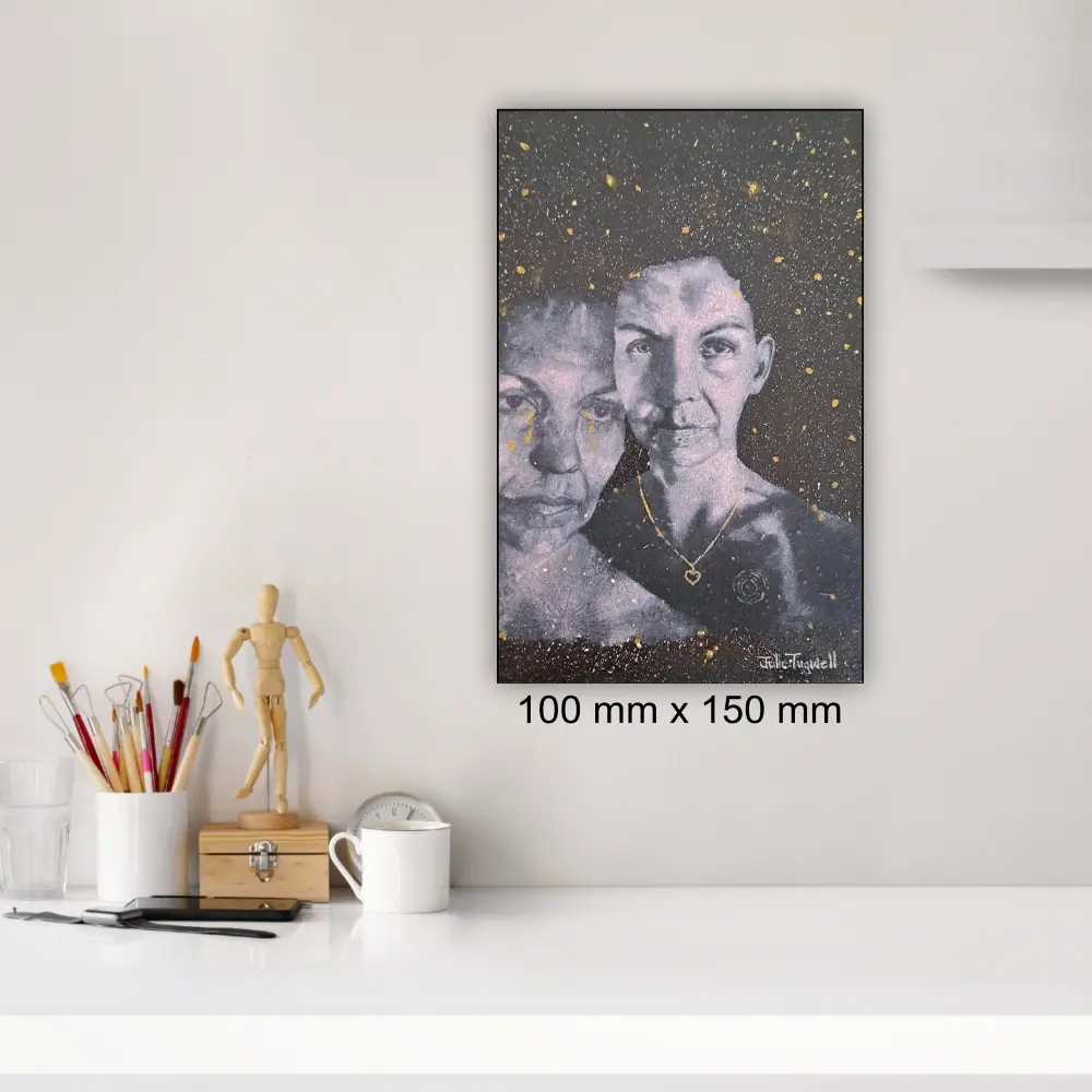 Julie Tugwell Art <br>Golden Effigy<br>Oil on Board<br>100 mm x 150 mm