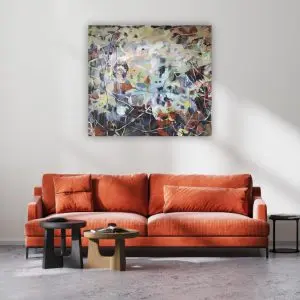 Julie Tugwell Art <br> Embracing Chaos <br> Acrylic on Stretched Canvas <br> 1170 mm x 1300 mm