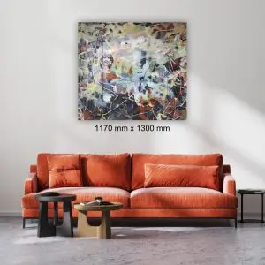 Julie Tugwell Art <br> Embracing Chaos <br> Acrylic on Stretched Canvas <br> 1170 mm x 1300 mm