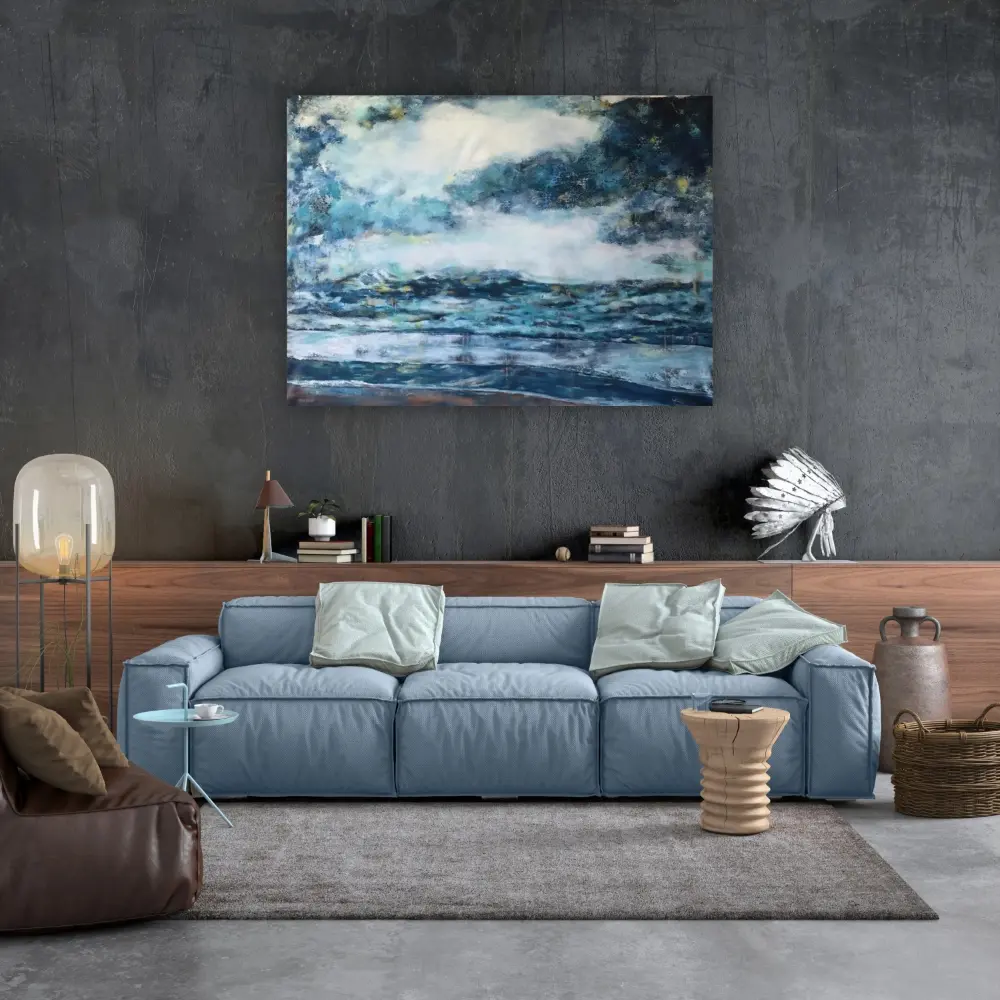 Julie Tugwell Art <br> Abstract Sea <br> Acrylic on Unstretched Canvas <br> 980 mm x 1350 mm