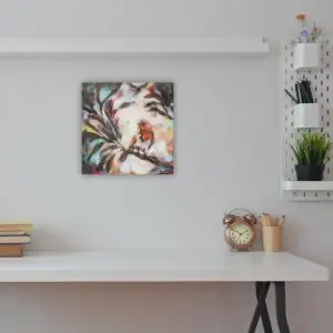 Julie Tugwell Art <br> Robin <br> Acrylic with Textured Mediums on Stretched Canvas <br> 400 mm x 400 mm