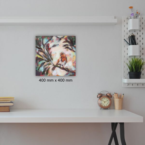 Julie Tugwell Art <br> Robin <br> Acrylic with Textured Mediums on Stretched Canvas <br> 400 mm x 400 mm - Image 2