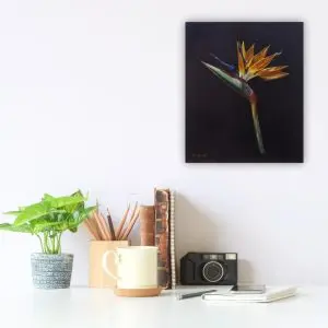 Julie Tugwell Art <br> Strelitzia <br> Oil on Board <br> 250 mm x 300 mm