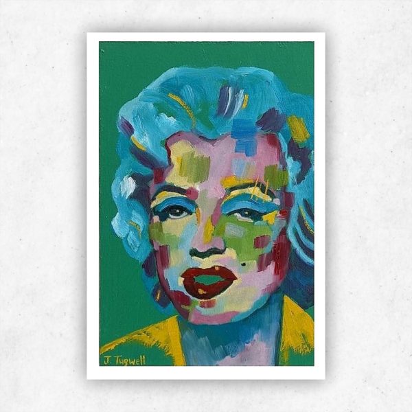 Julie Tugwell Art <br> Marilyn Monroe <br> Oil on Board <br> 100 mm x 150 mm - Image 3