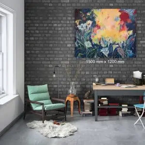 Julie Tugwell Art <br>Put Your Lips to the Lilies and Live Your Life<br>Acrylic on Unstretched Canvas <br>1500 mm x 1200 mm