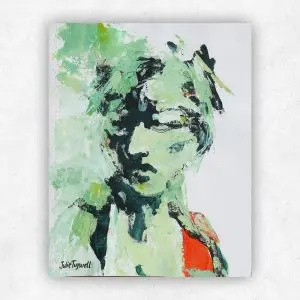 Portrait of Emotions 3 by Julie Tugwell Art, Acrylic on Unstretched Canvas, 230 mm x 370 mm