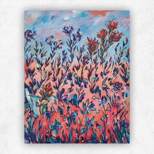 Julie Tugwell Art <br> Autumnal Flowers <br> Acrylic on Stretched Canvas  <br> 560 mm x 700 mm - Image 3