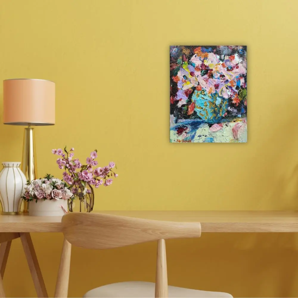 Julie Tugwell Art <br> Palette Petals 4 <br> Acrylic on Board <br> 160 mm x 200 mm