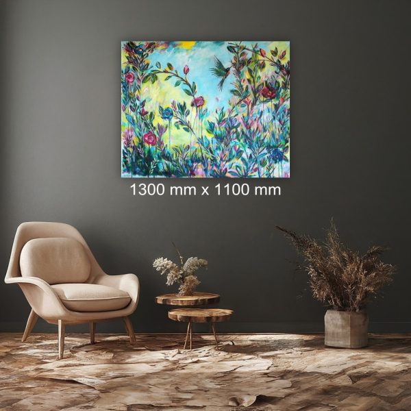 Julie Tugwell Art <br> Conference of the Flowers <br> Acrylic on Unstretched Canvas <br> 1300 mm x 1100 mm - Image 2