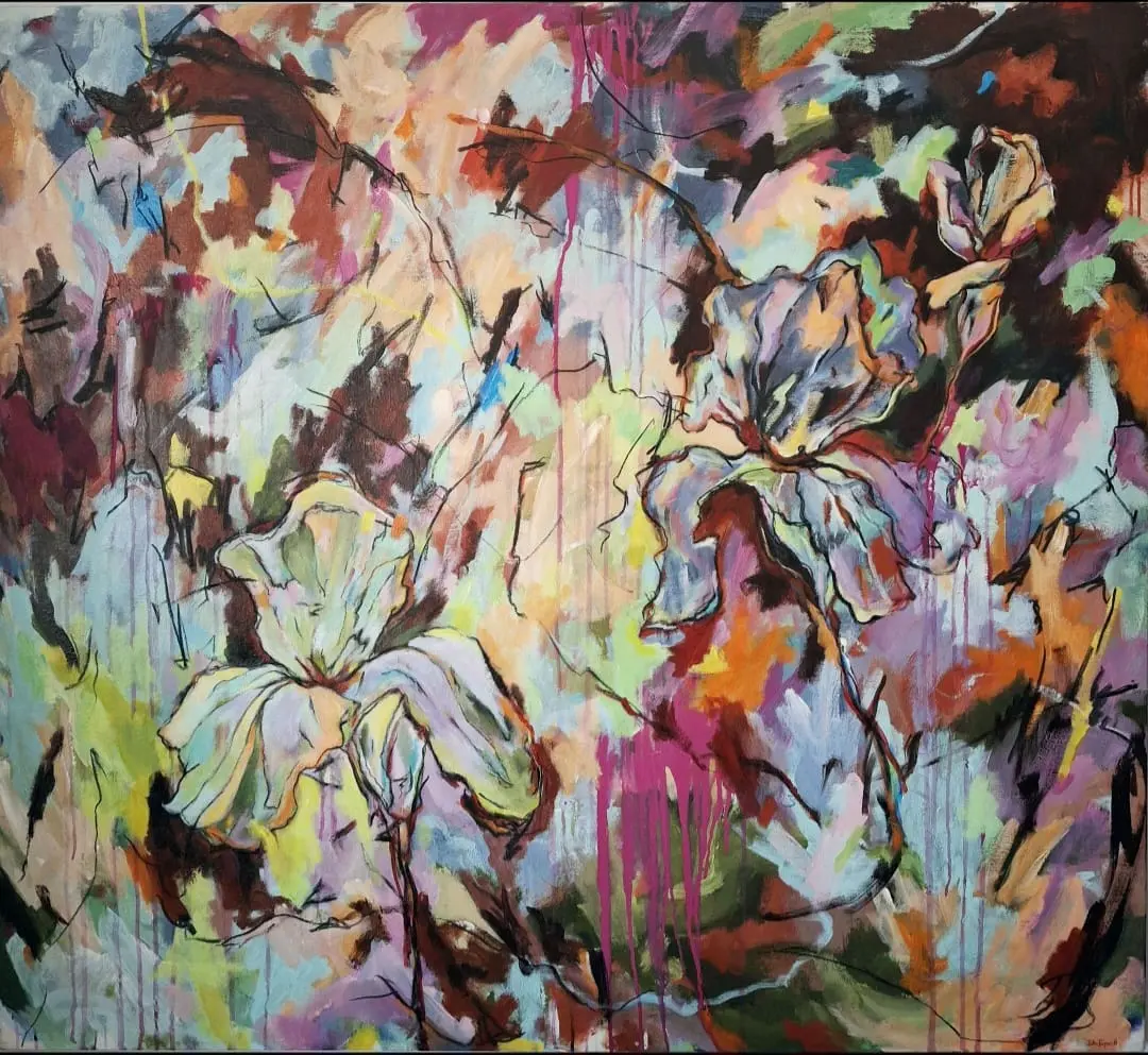 Tempestous Petals Bloom at Noon — Acrylic and charcoal on stretched canvas, 1350 × 1240 mm - Image 2