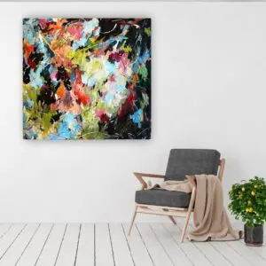 Julie Tugwell Art <br> Chemistry of Currents <br>  Acrylic on Unstretched Canvas <br> 1400 mm x 1400 mm