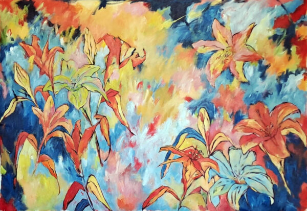 Julie Tugwell Art <br> Lilies of the Valley <br> Acrylic on Stretched Canvas <br> 1500 x 1200mm - Image 2