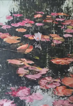 9 Lily Pond by Julie Tugwell Art, Oil on canvas, 300 mm X 400 mm