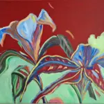 Julie Tugwell Art <br> Art Deco Flowers 1 <br> Acrylic on Canvas <br> 360 mm x 460 mm