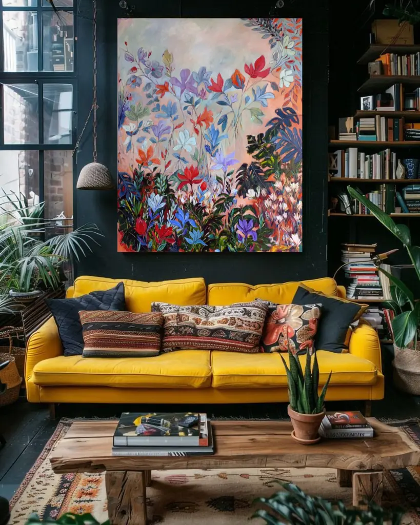 The Roots of my Subconscious — Acrylic on Stretched Canvas, 1220 × 1540 mm shown in an interior setting.