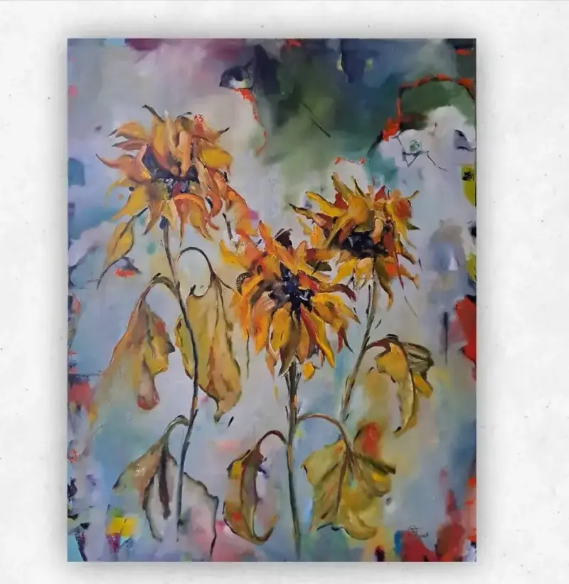 Rage Rage Against the Dying Sunflower — painting by Julie Tugwell